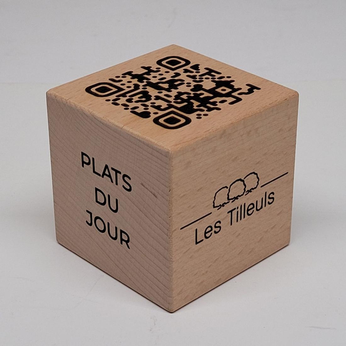 Cube QR Code en bois massif